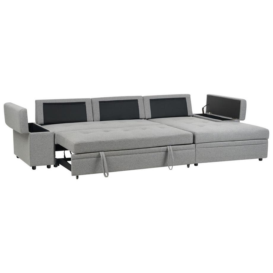 Beliani Linksseitiges Ecksofa aus Kunstleinen Minimalistisch HRISEY  