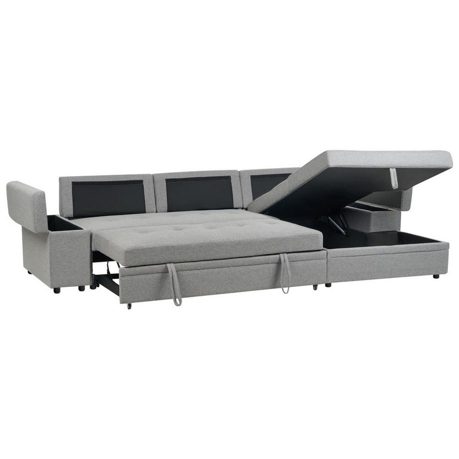 Beliani Linksseitiges Ecksofa aus Kunstleinen Minimalistisch HRISEY  