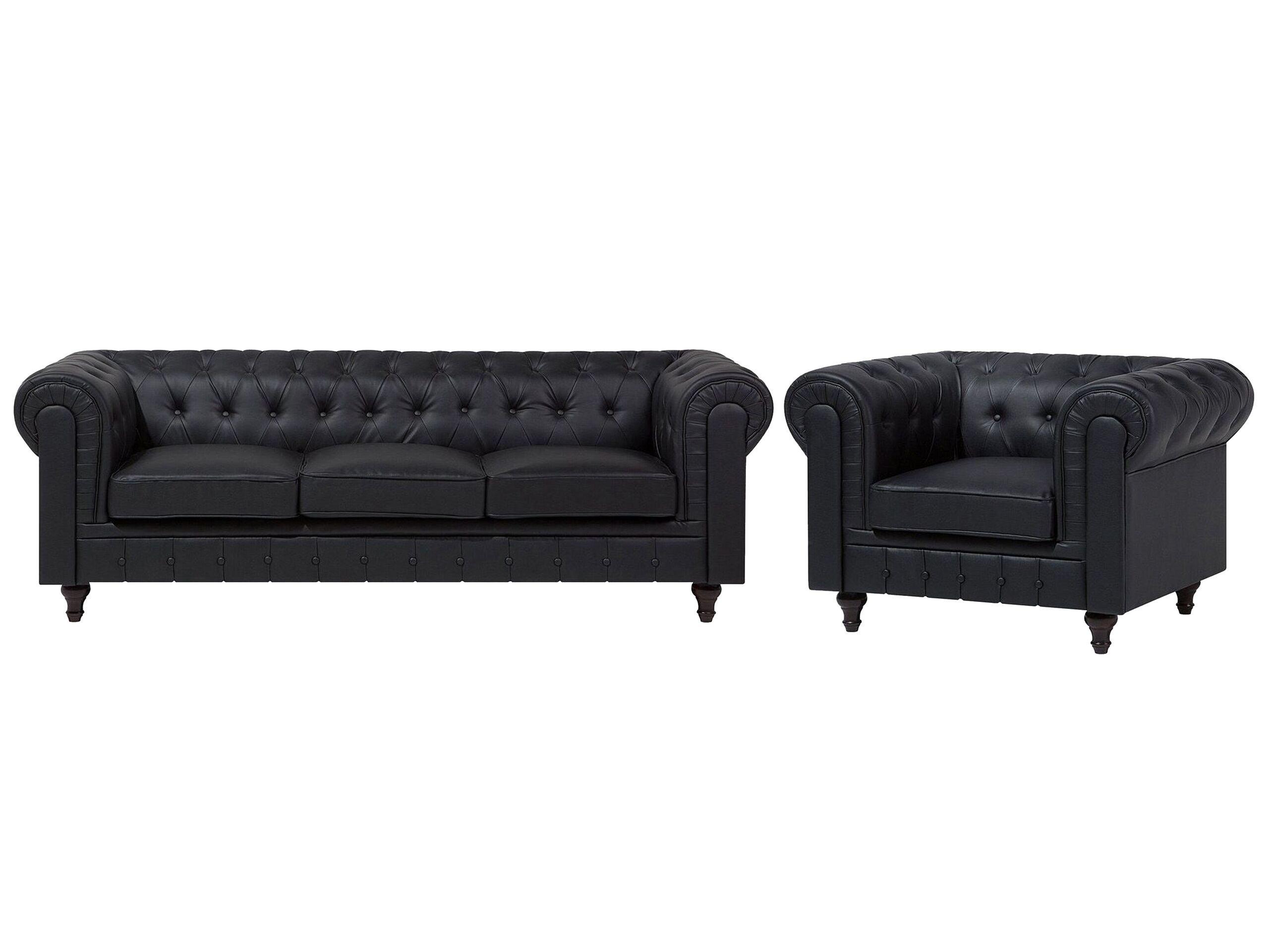 Image of Wohnzimmer Set aus Kunstleder Industriell CHESTERFIELD Wohnzimmer Set aus Kunstleder Industriell CHESTERFIELD
