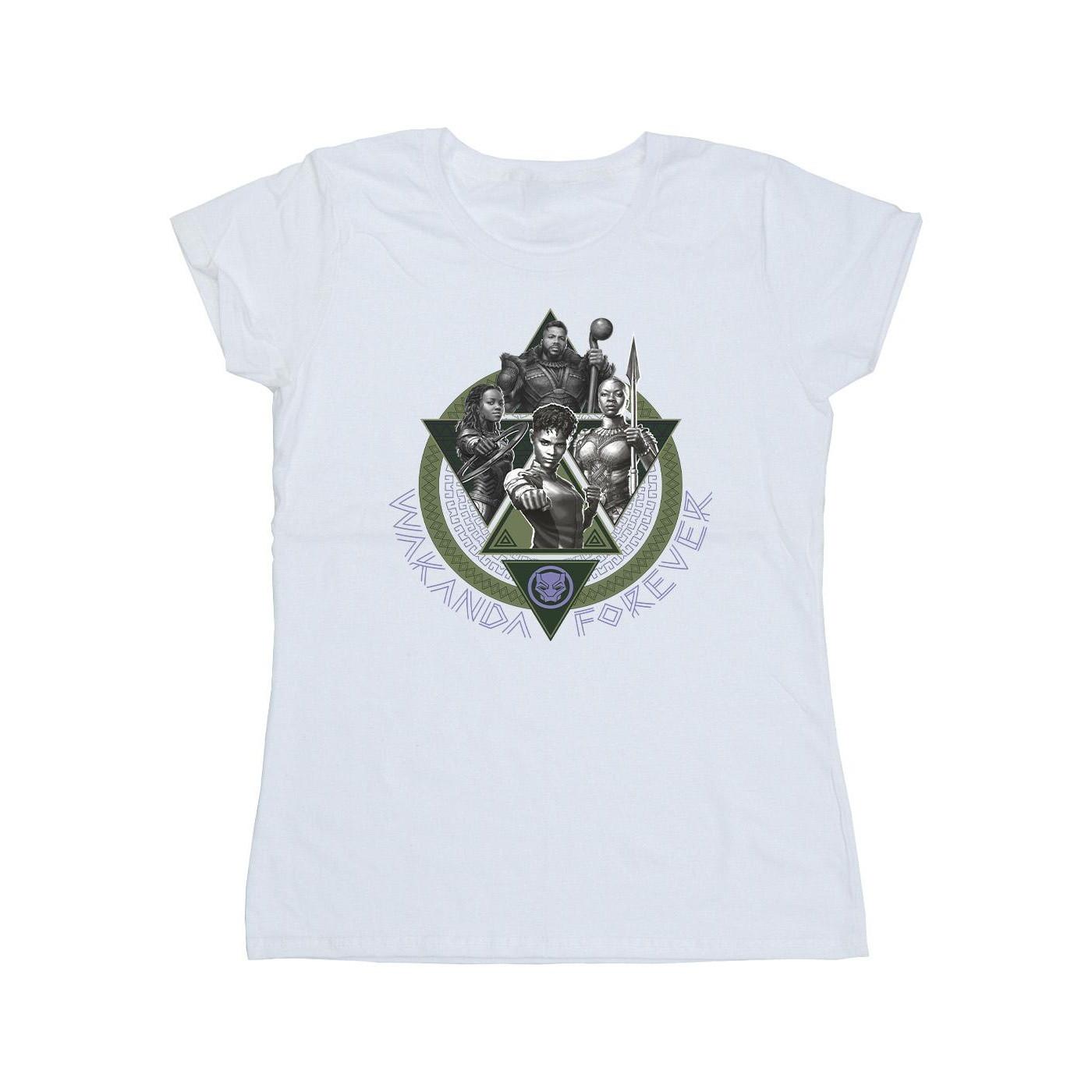 Image of Black Panther Wakanda Forever Group Ring Pose Tshirt Damen Weiss L