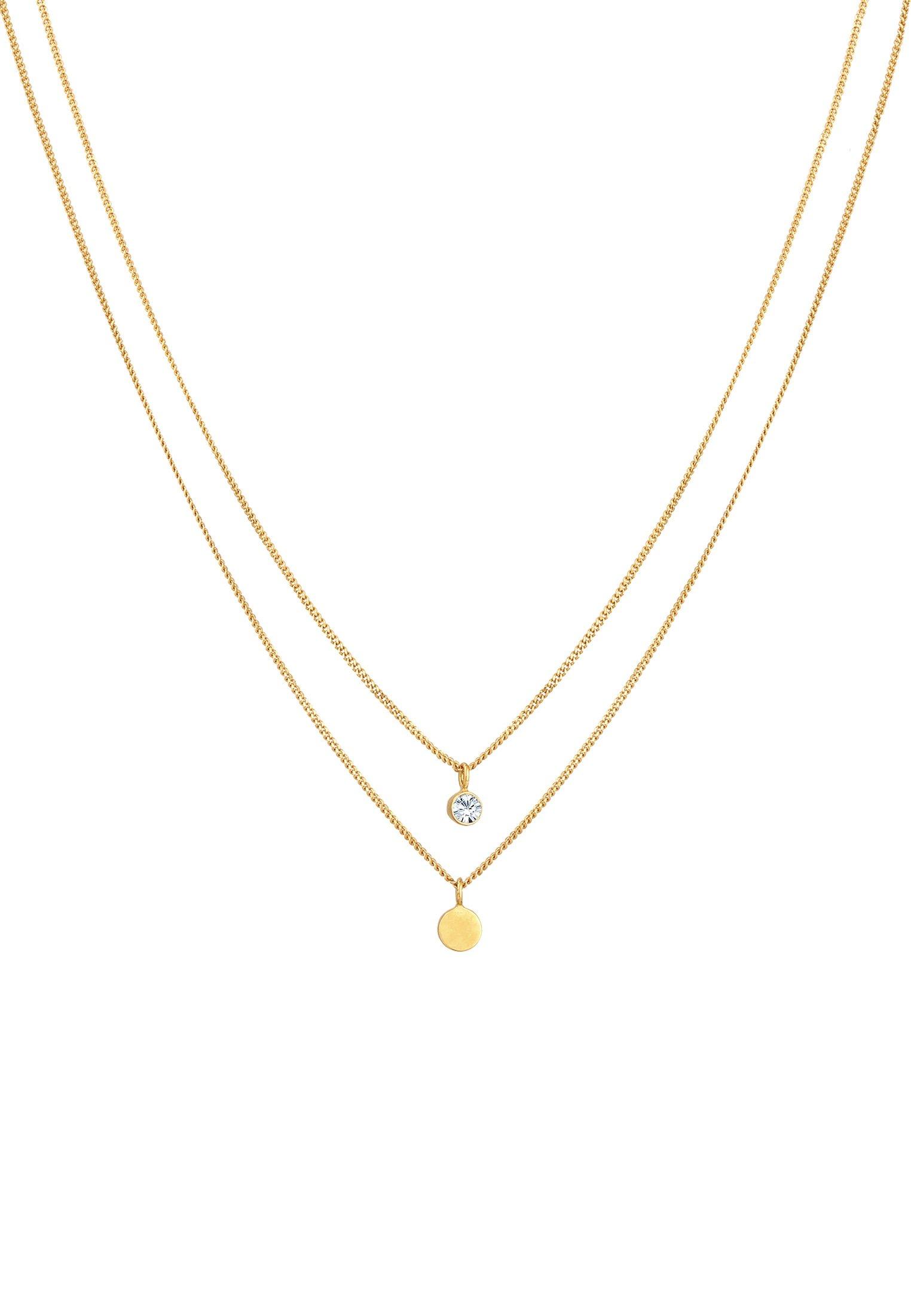 Elli  Halskette Layer Plättchen Kristall 