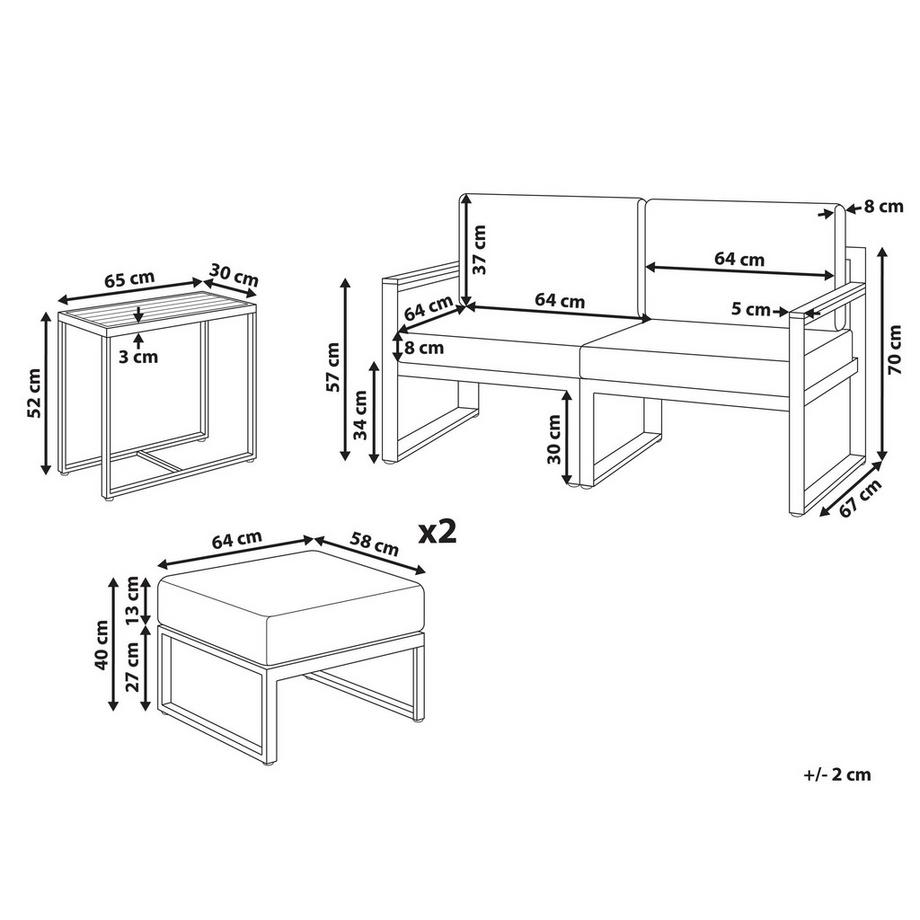 Beliani Set lounge pour jardin en Acier Moderne NOCI  