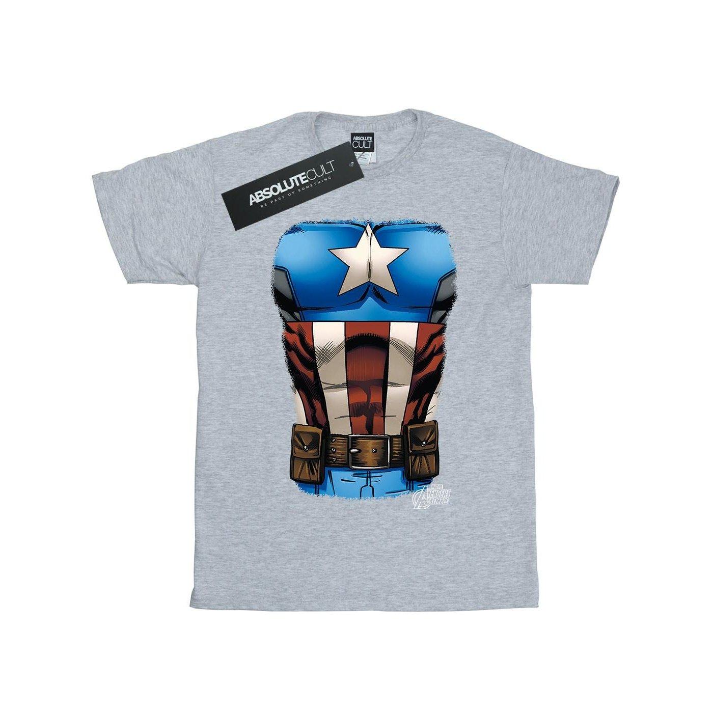 Image of Captain America Chest Burst Tshirt Damen Grau S