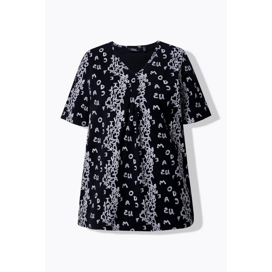 Ulla Popken A-Linie Buchstaben Print V-Ausschnitt Halbarm T-Shirt  