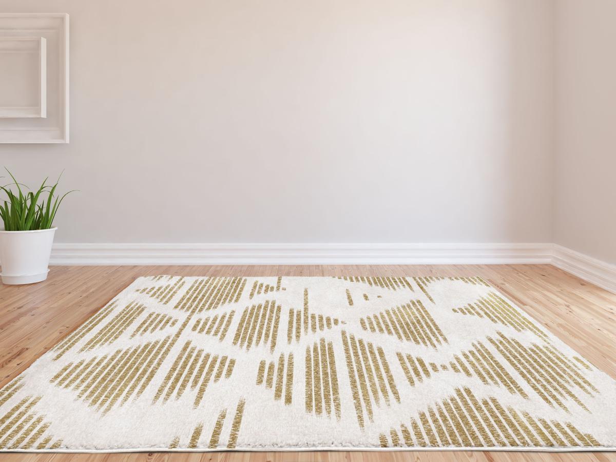 Vente-unique  Tapis shaggy géométrique - 160 x 230 cm - Beige et marron  - TANTIA 