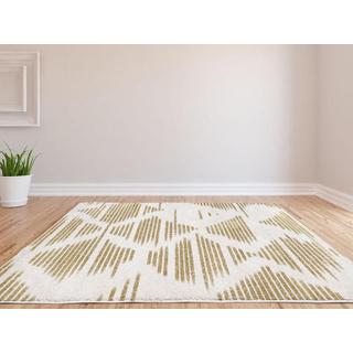 Vente-unique  Tapis shaggy géométrique - 160 x 230 cm - Beige et marron  - TANTIA 