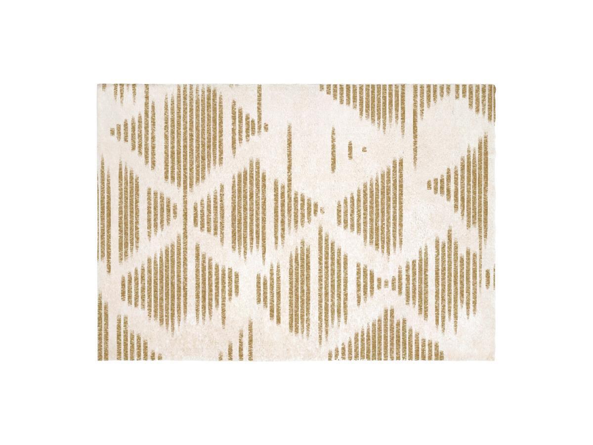 Vente-unique  Tapis shaggy géométrique - 160 x 230 cm - Beige et marron  - TANTIA 