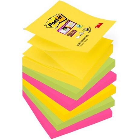 Post-It POST-IT Block Super Sticky Z-Notes R3306SSR 5-farbig, 6x90 Blatt 76x76mm  