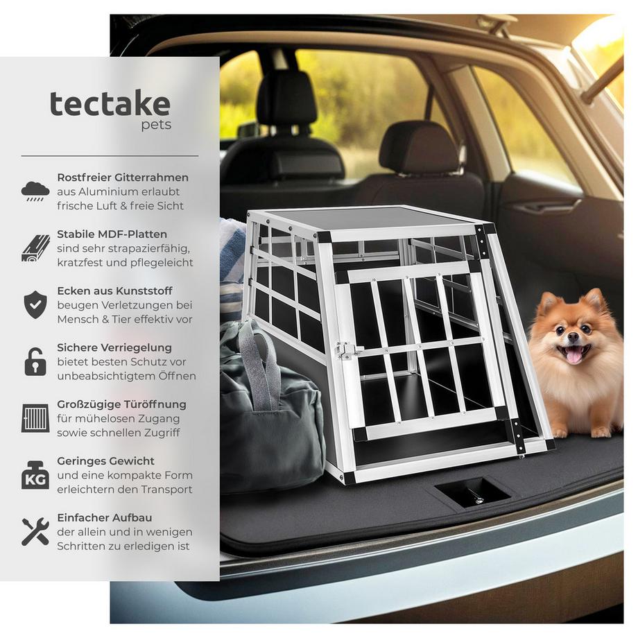 Tectake  Cage de transport pour chiens sécurisée  avec dos droit 