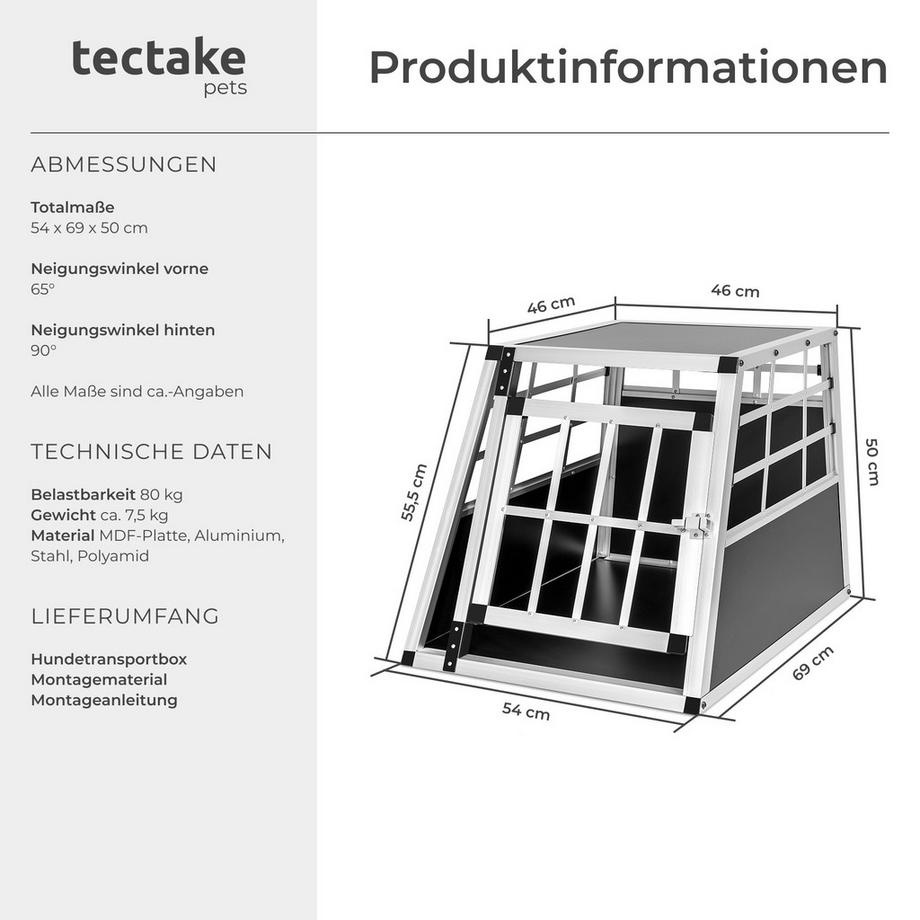 Tectake  Cage de transport pour chiens sécurisée  avec dos droit 