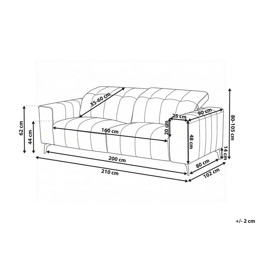 Beliani 3 Sitzer Sofa aus Veganes Ökoleder  OMMEL  