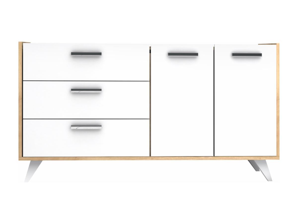 Vente-unique  Sideboard mit 2 Türen & 3 Schubladen - Weiß & Holzfarben - NAELY 