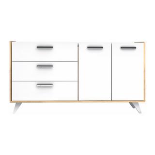 Vente-unique  Sideboard mit 2 Türen & 3 Schubladen - Weiß & Holzfarben - NAELY 