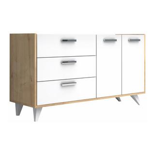 Vente-unique  Sideboard mit 2 Türen & 3 Schubladen - Weiß & Holzfarben - NAELY 