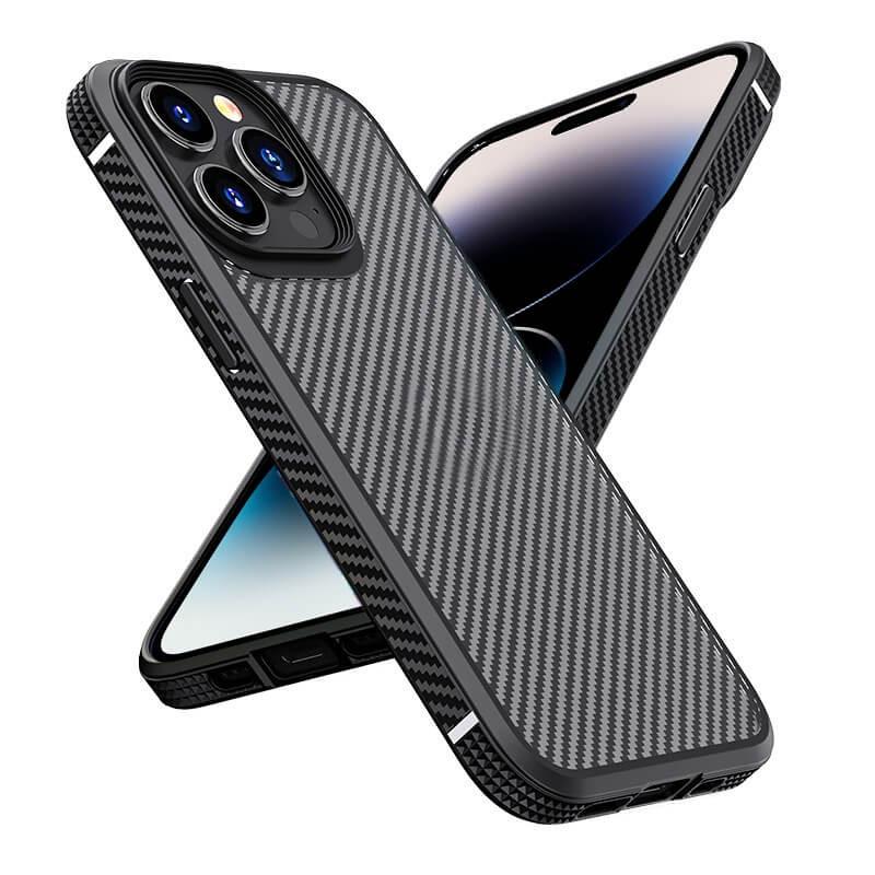 Image of iPhone 14 Pro - IPAKY Silikon Carbon Case Schwarz