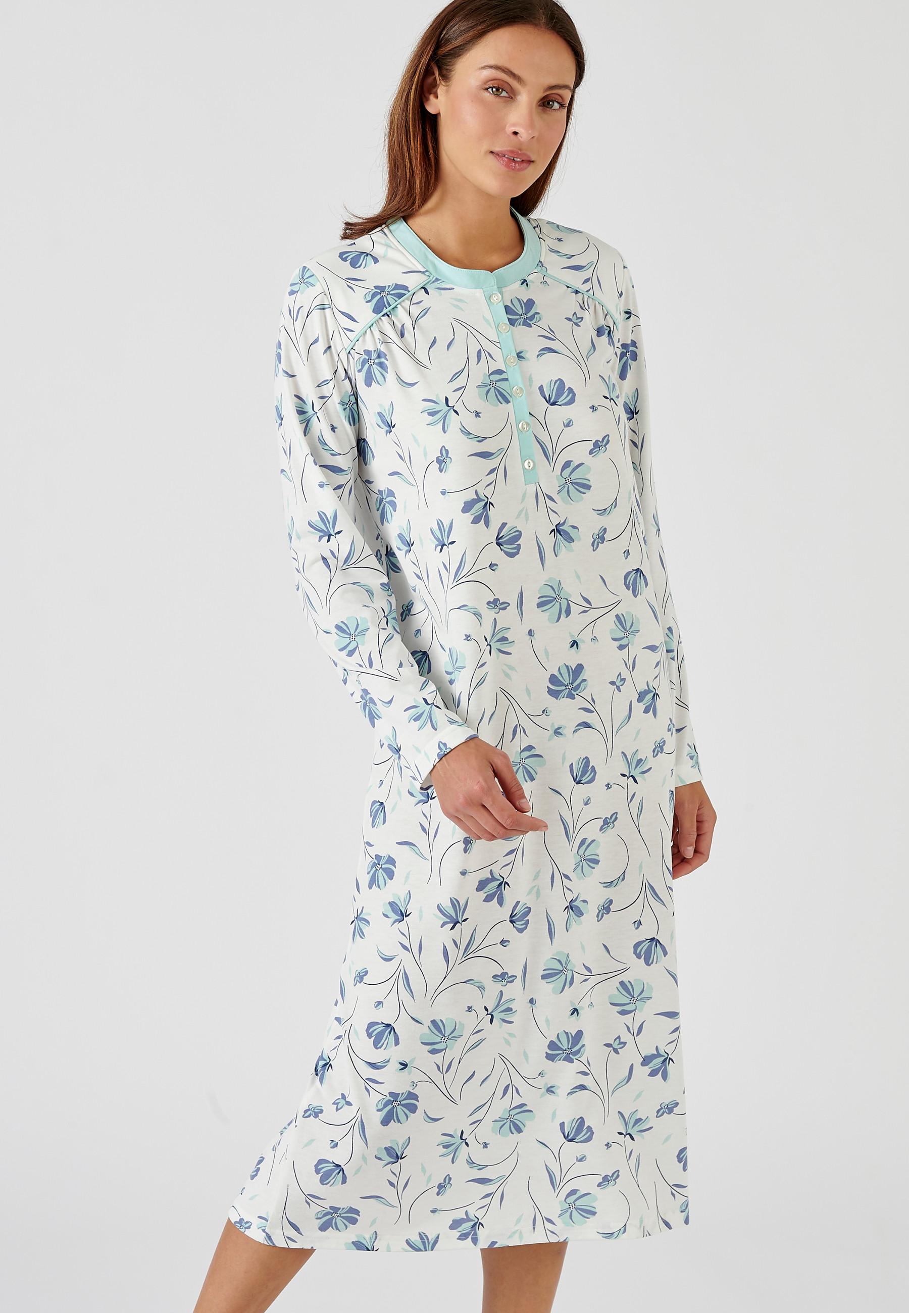 Image of Thermolactyl-nachthemd Mit Schulterwärmer. Damen Blau 34/36