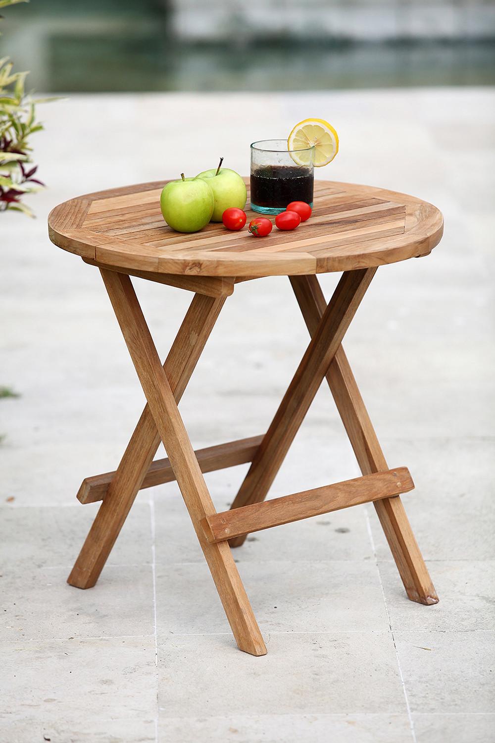 mutoni Garten Beistelltisch Mitan Teak natur rund 50x50  