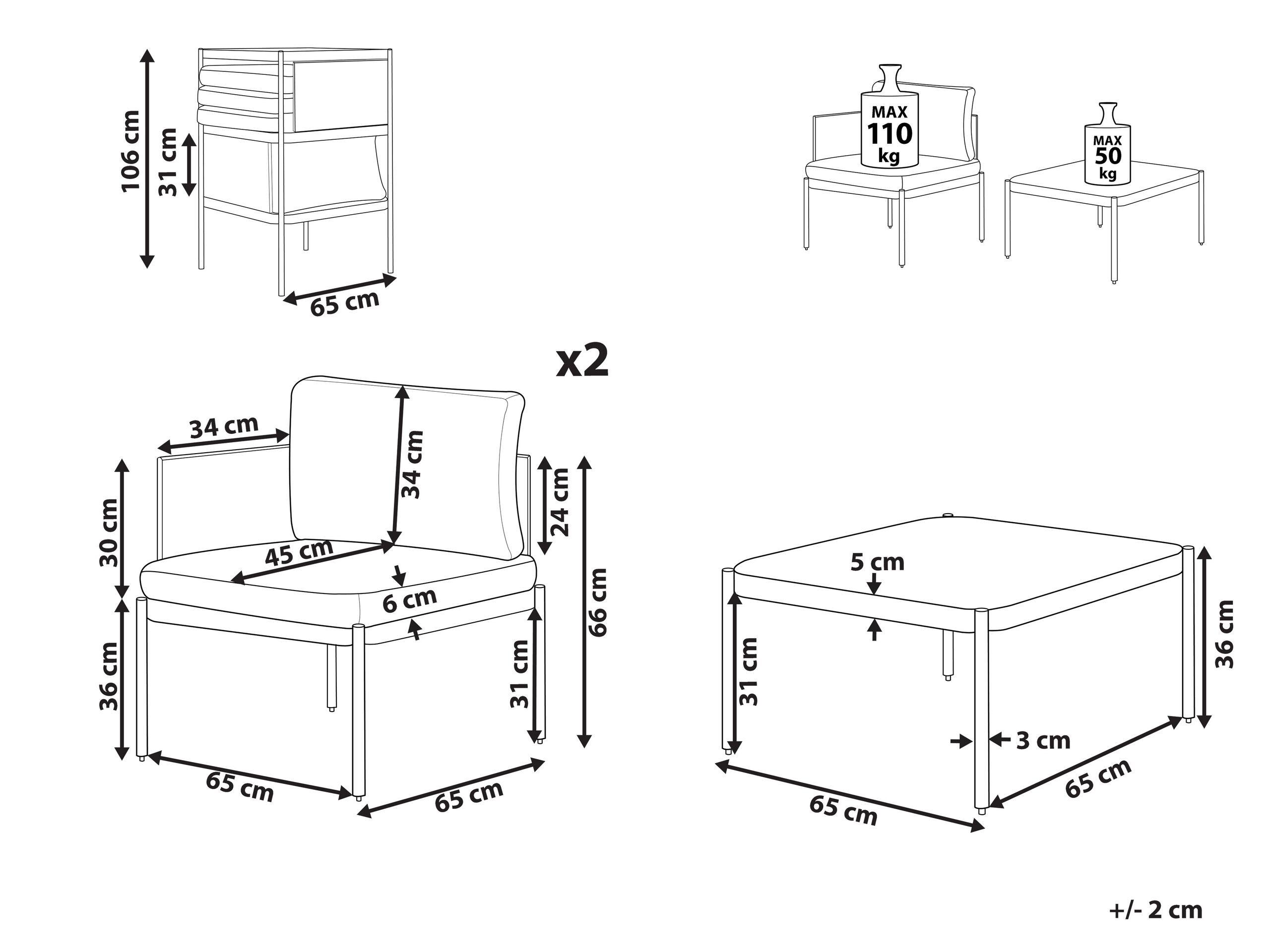 Beliani Set lounge pour jardin en Aluminium TERRACINA  