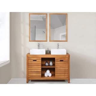 Vente-unique Miroir rectangle avec contour en bois d'acacia - 90 x 60 cm -  SEPANG  