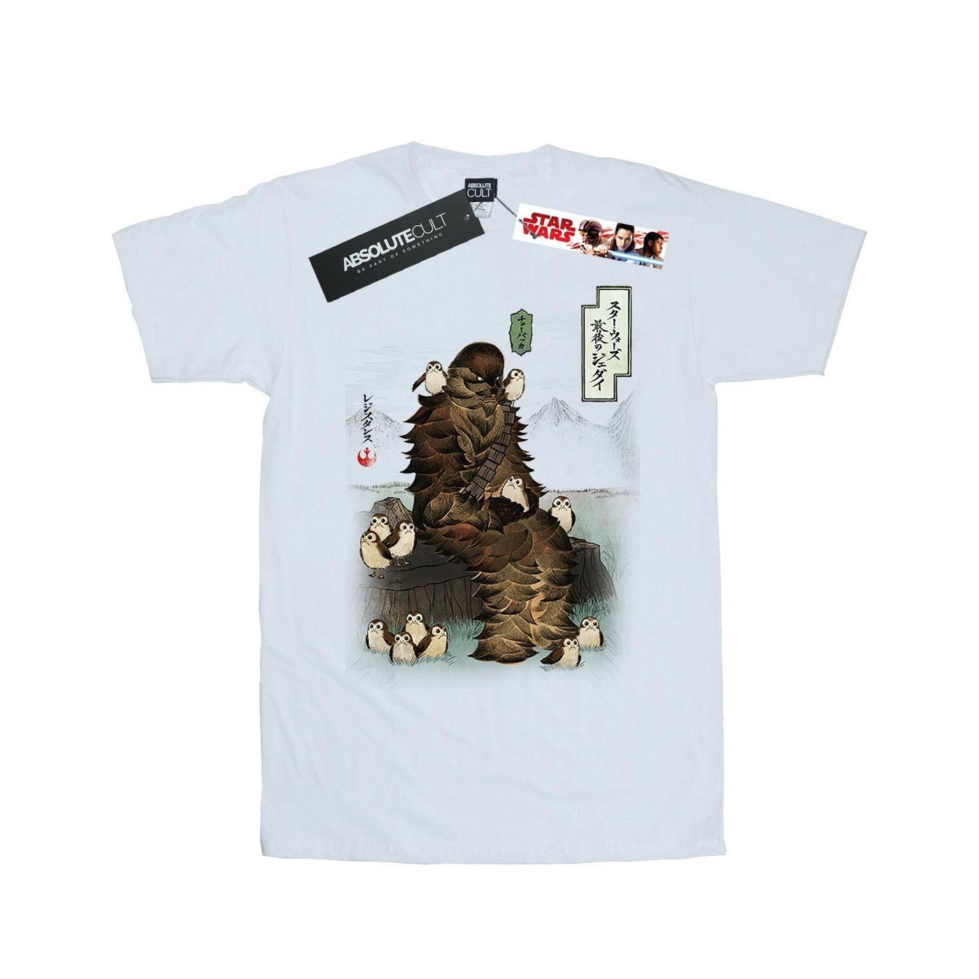 Image of The Last Jedi Japanese Chewbacca Porgs Tshirt Damen Weiss XL
