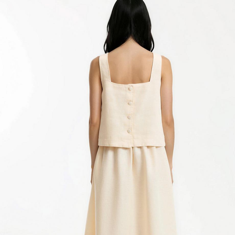 La Redoute Collections Top en Lin à Bretelles Boutonnées au Dos  
