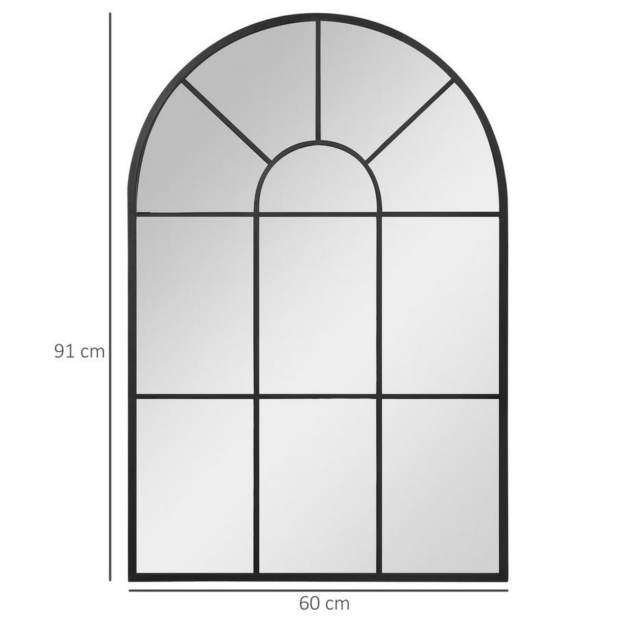 Northio Specchio Da Parete Ad Arco Con Finestra 91X60 Cm Cornice In Metallo Vetro Per Soggiorno Camera Da Letto Sala Da Pranzo Corridoio Nero  