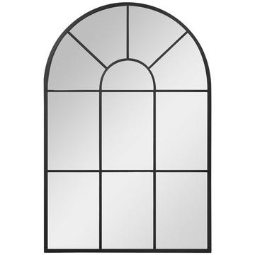 Bogenfenster-Wandspiegel 91X60Cm, Metallrahmen, Glas, Für Wohnzimmer, Schlafzimmer, Esszimmer, Flur, Schwarz