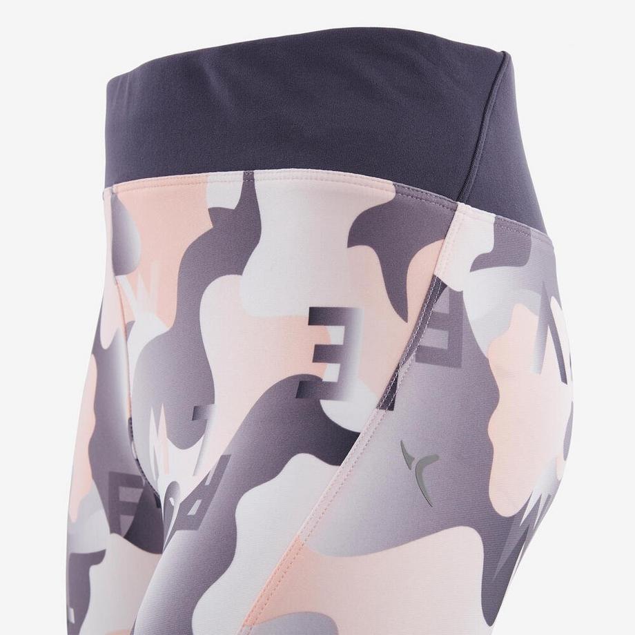 DOMYOS  3/4-Leggings atmungsaktiv Synthetik S500 Gym Kinder grau mit Print 