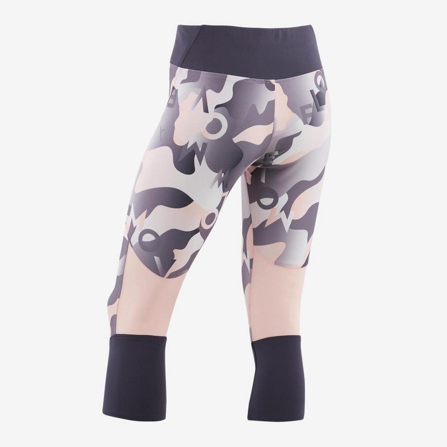 DOMYOS  3/4-Leggings atmungsaktiv Synthetik S500 Gym Kinder grau mit Print 