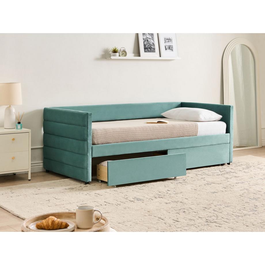 Beliani Letto da giorno con contenitore en Velluto  MARRAY  