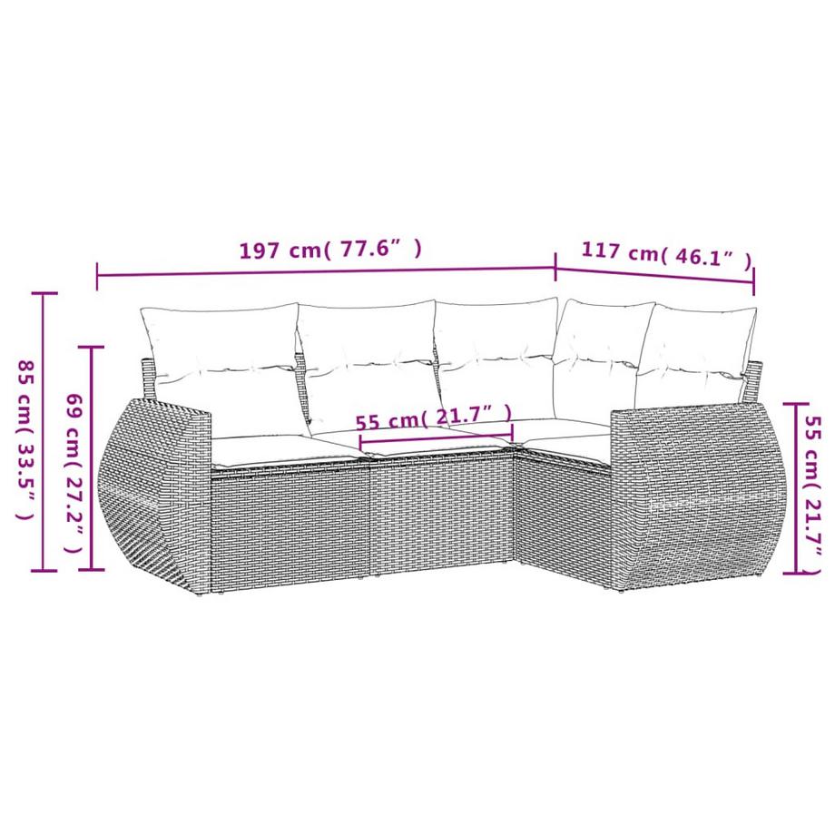 VidaXL Ensemble de canapés de jardin rotin synthétique  