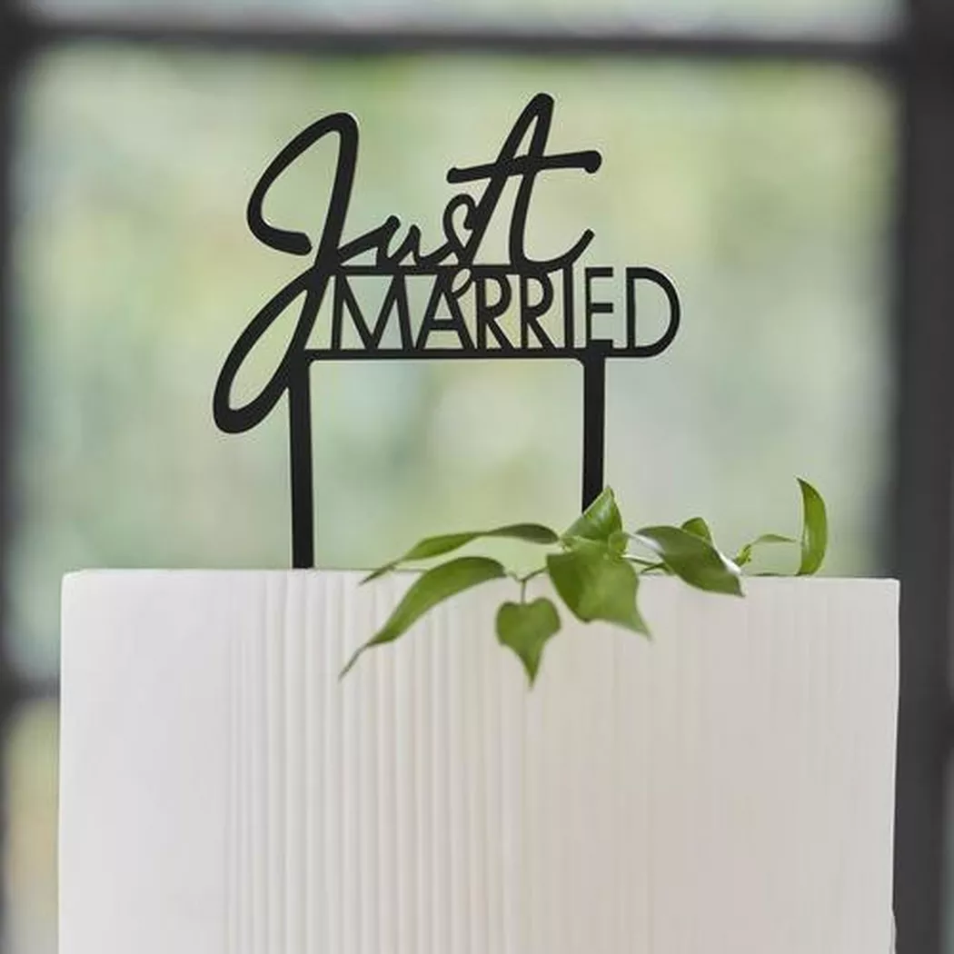 Ginger Ray - Just Married Hochzeit Tortentopper Acryl Schwarz, One Size