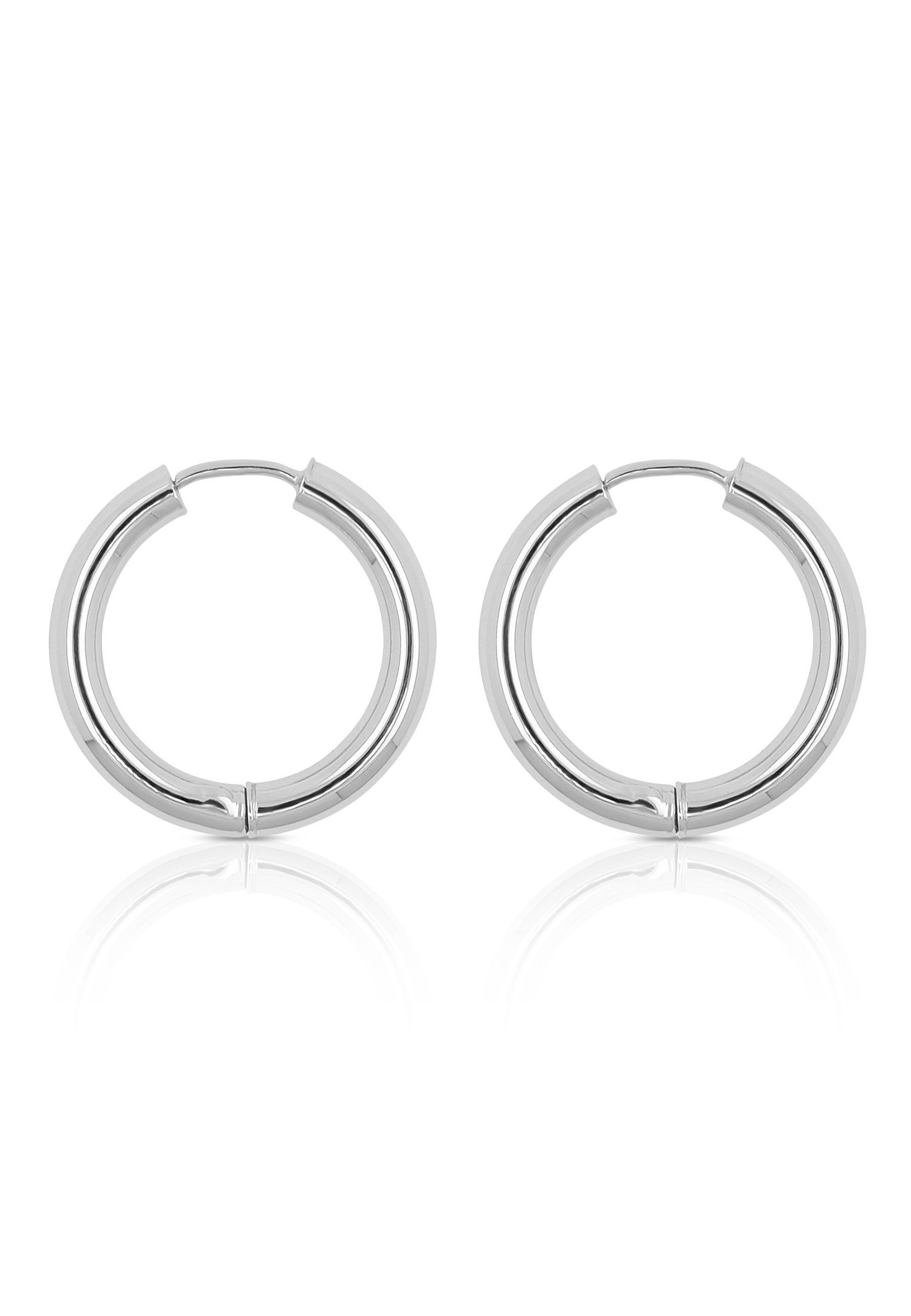 MUAU Schmuck  Charnière créole en or blanc 750 à  fil rond 21mm 