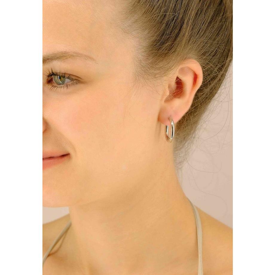 MUAU Schmuck  Creolen Weissgold 750 Runddraht Scharnier 21mm 