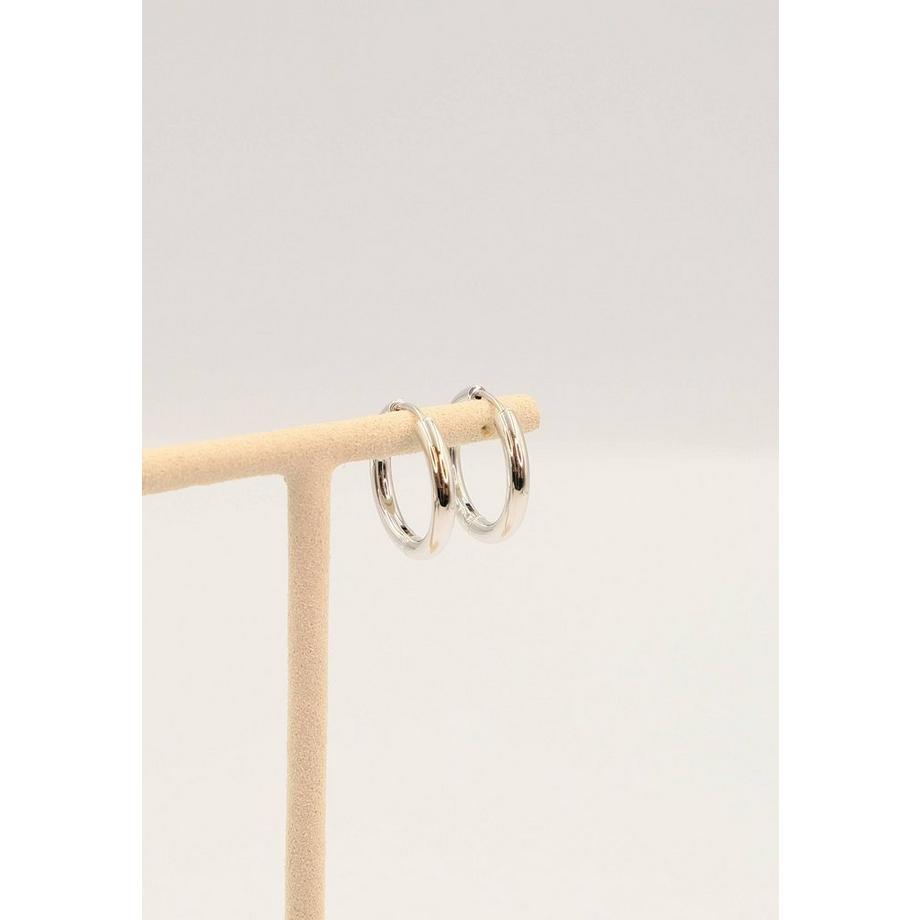 MUAU Schmuck  Creolen Weissgold 750 Runddraht Scharnier 21mm 