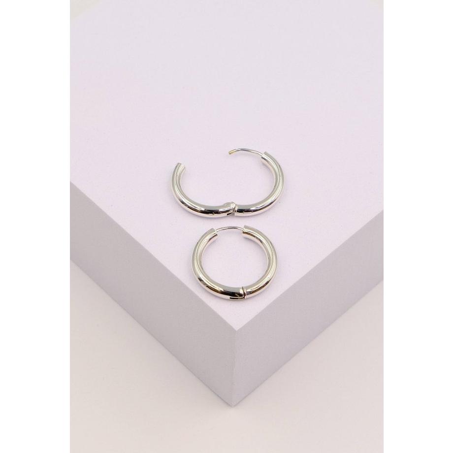 MUAU Schmuck  Creolen Weissgold 750 Runddraht Scharnier 21mm 