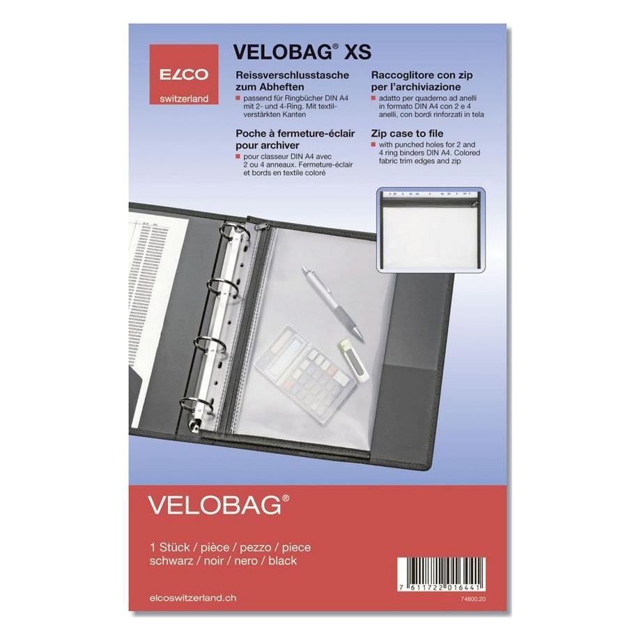 elco ELCO Reissverschlusstasche Velobag 74800.20 schwarz, A4 230x308mm  