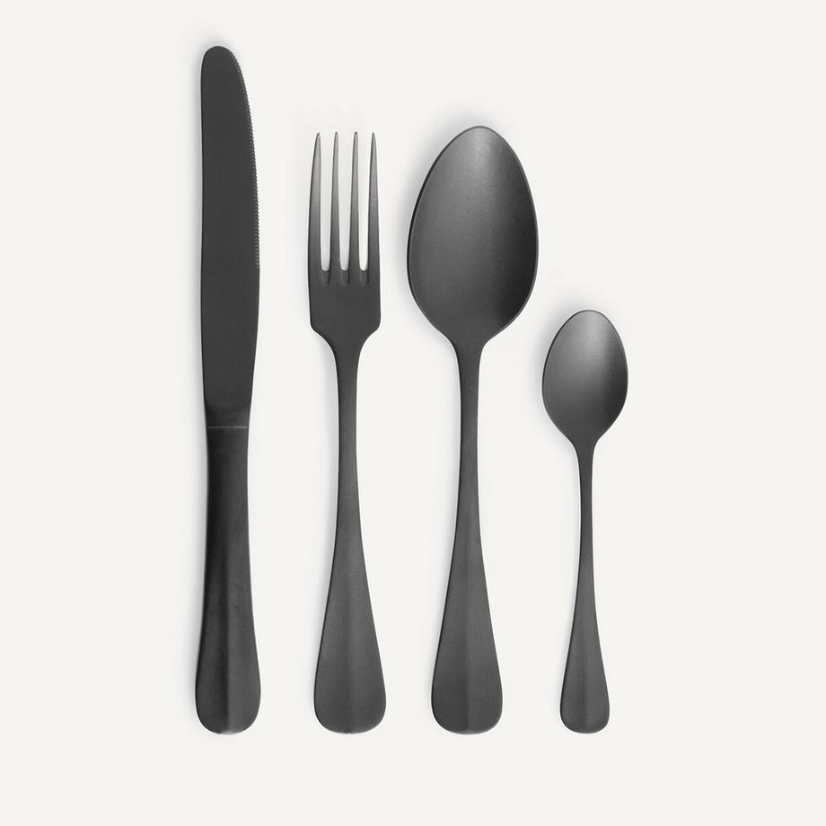 Ménagère 16 pièces en inox brossé noir