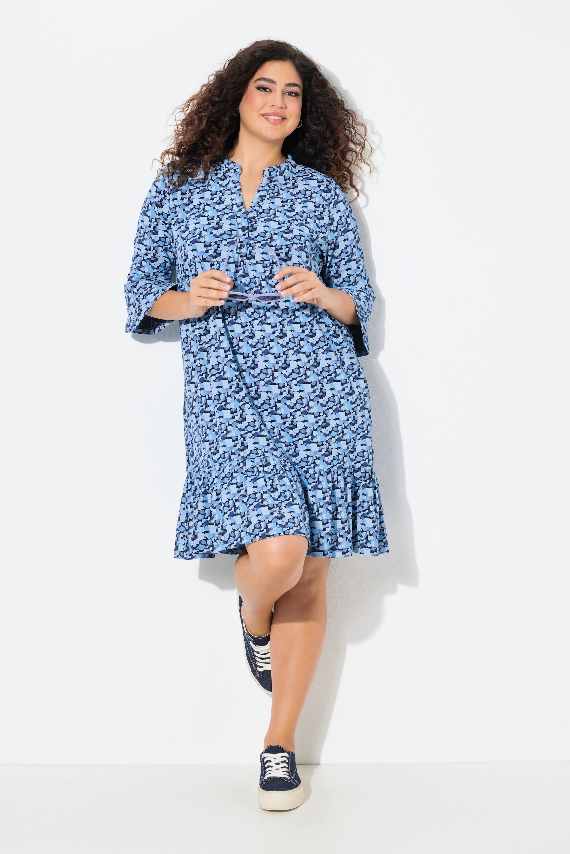 Ulla Popken Abito in jersey A-line Scollo a tunica Maniche 3/4  