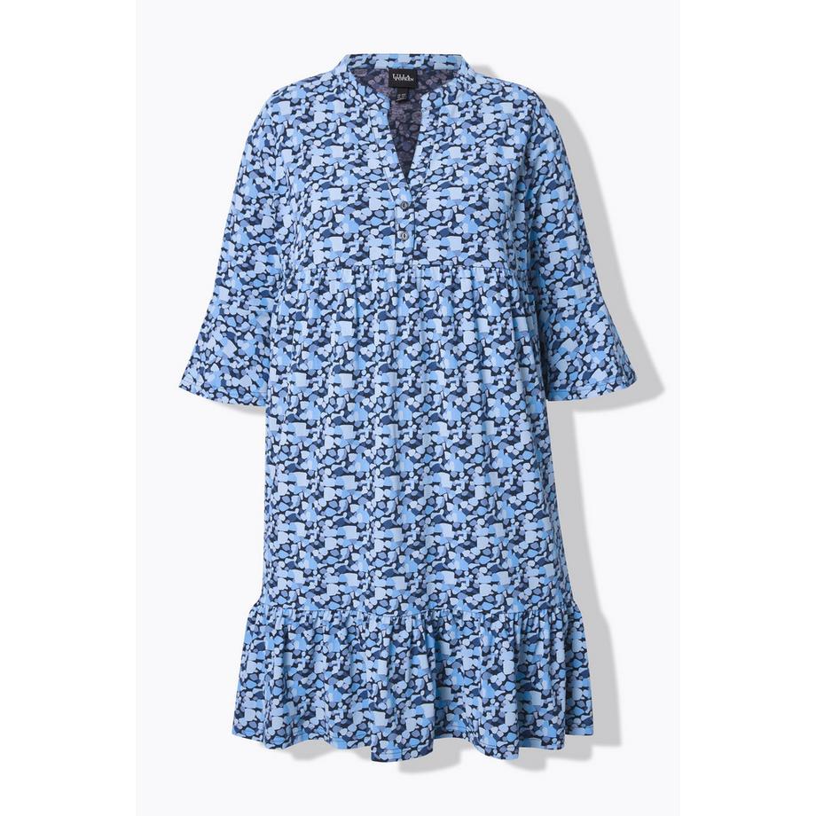 Ulla Popken Jerseykleid A-Linie Tunika-Ausschnitt 3/4-Arm  