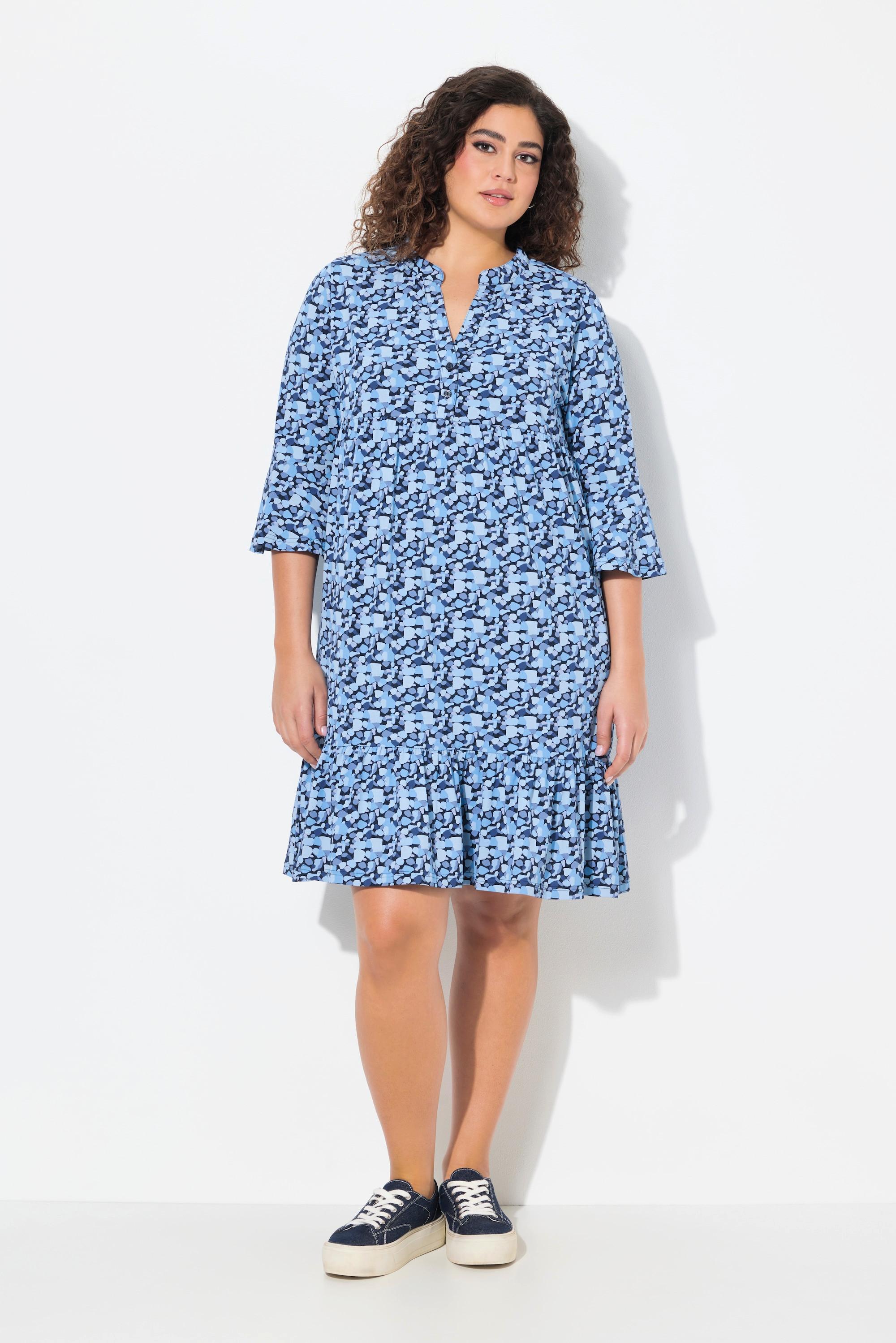 Ulla Popken Abito in jersey A-line Scollo a tunica Maniche 3/4  