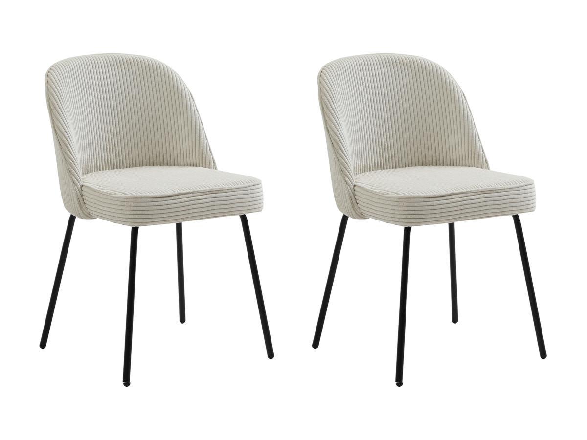 Vente-unique Lot de 2 chaises en velours côtelé et métal noir - Crème - ALPALI  