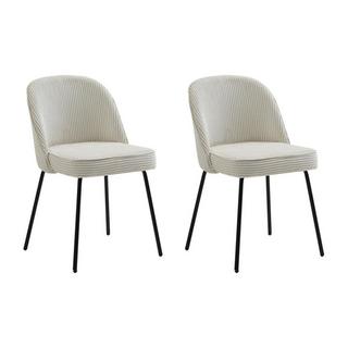 Vente-unique Lot de 2 chaises en velours côtelé et métal noir - Crème - ALPALI  