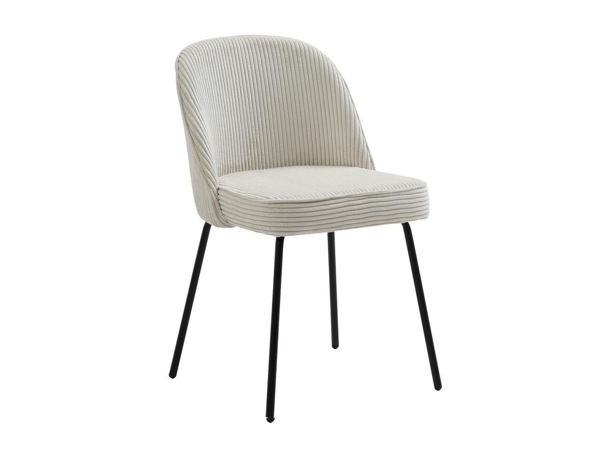 Vente-unique Lot de 2 chaises en velours côtelé et métal noir - Crème - ALPALI  