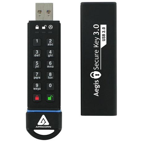 Apricorn  Apricorn Aegis Secure Key 3.0 USB-Stick 240 GB USB Typ-A 3.2 Gen 1 (3.1 Gen 1) Schwarz 