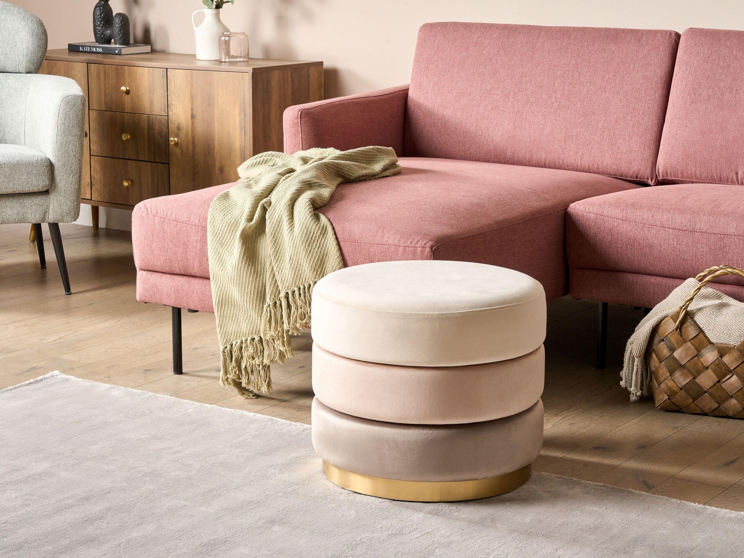 Beliani Pouf en Velours Moderne LOUIN  