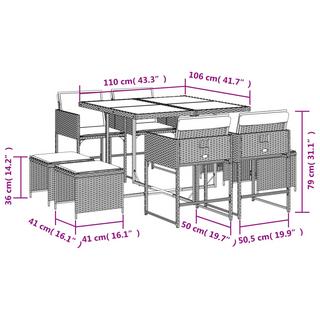 VidaXL Ensemble de salle à manger de jardin rotin synthétique  