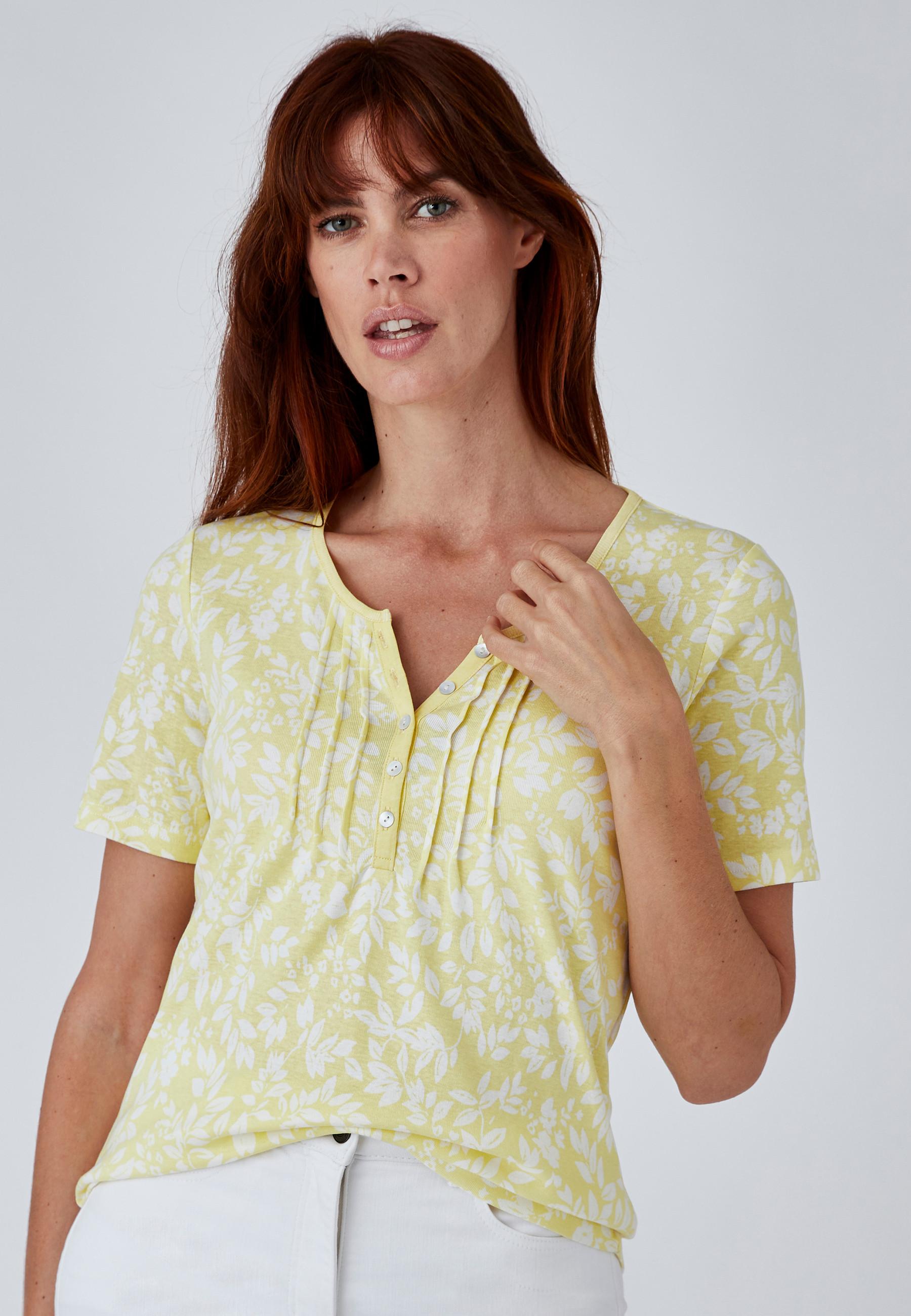 Image of Feinripp-t-shirt Aus Reiner Baumwolle. Damen Gelb 38/40