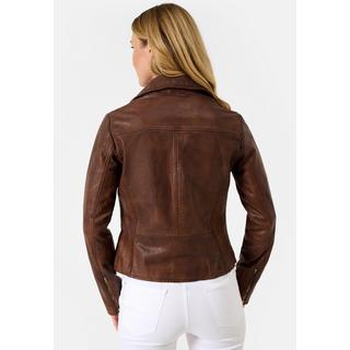 RICANO  Giacca in pelle per donna, biker con colletto revers 