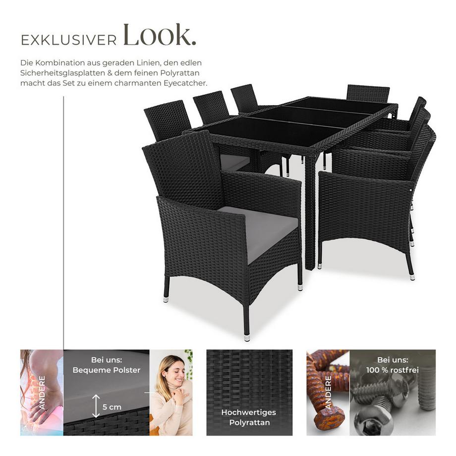 Tectake Rattan Sitzgruppe Almansa für 8 Personen widerstandsfähig  